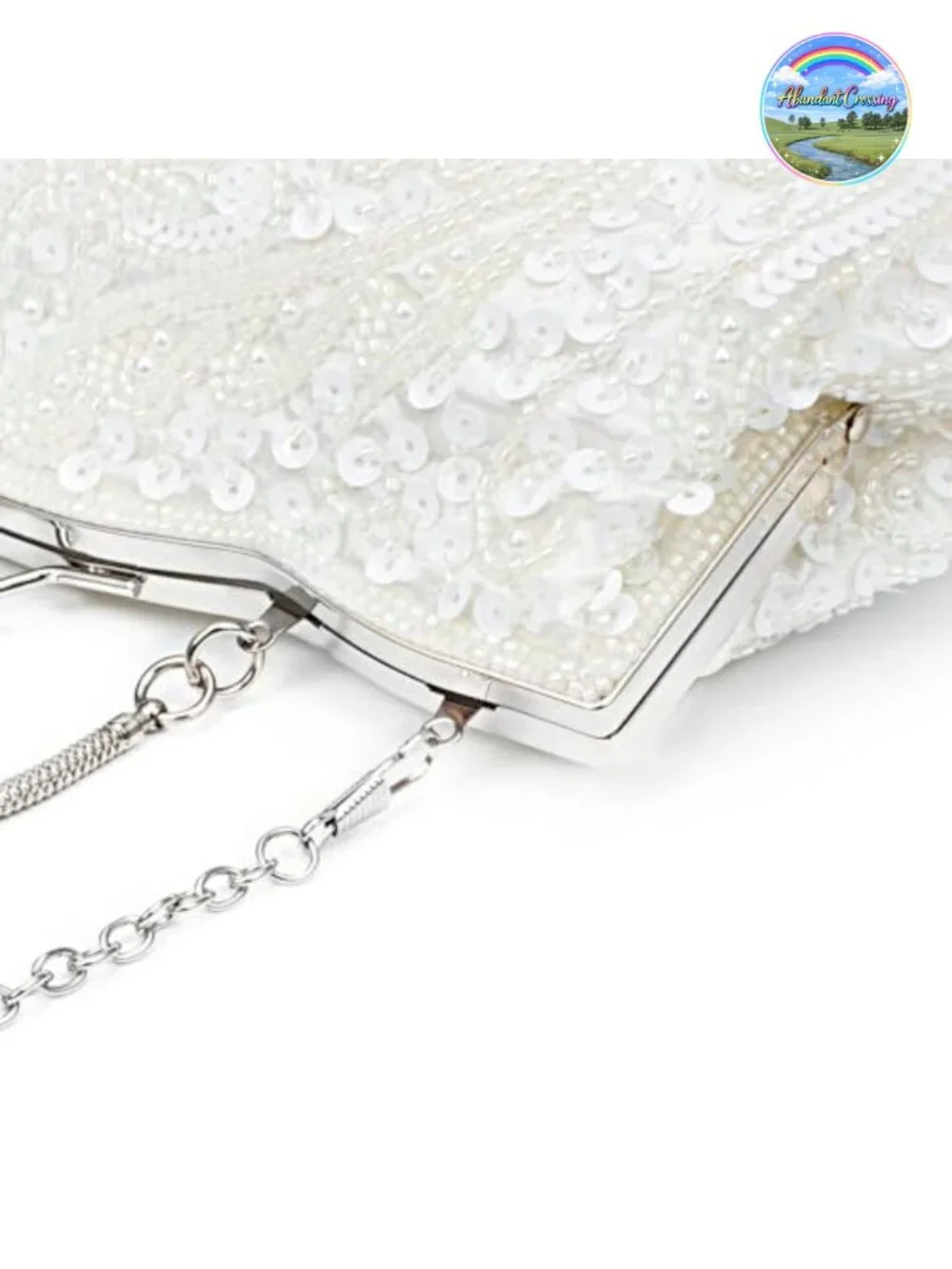 Beaded Sequin Flower Evening Purse Large Clutch with Detachable Wristlet
